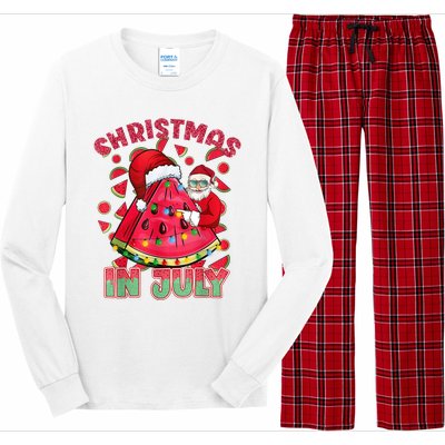 Christmas In July Watermelon Xmas Tree Summer Men Women Kids Long Sleeve Pajama Set