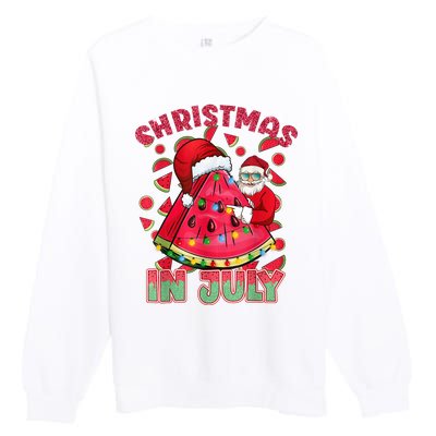 Christmas In July Watermelon Xmas Tree Summer Men Women Kids Premium Crewneck Sweatshirt