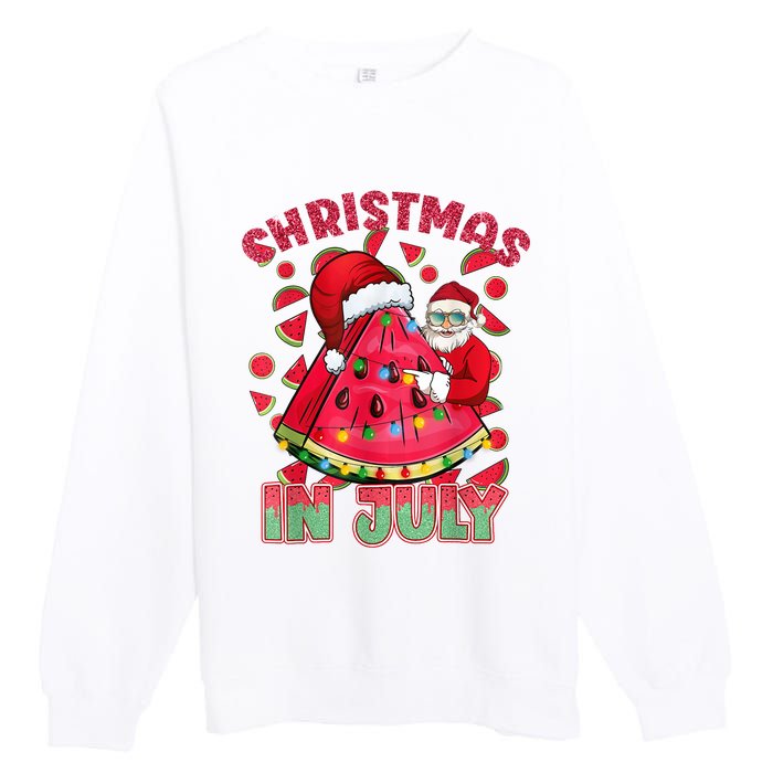 Christmas In July Watermelon Xmas Tree Summer Men Women Kids Premium Crewneck Sweatshirt