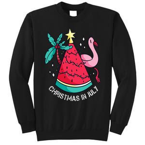 Christmas In July Watermelon Flamingo Xmas Tree Summer Gifts Sweatshirt