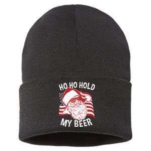 Christmas In July Santa Ho Ho Hold My Beer Sustainable Knit Beanie