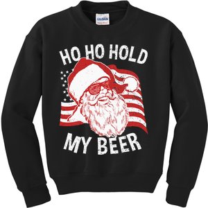 Christmas In July Santa Ho Ho Hold My Beer Kids Sweatshirt