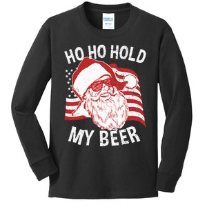 Christmas In July Santa Ho Ho Hold My Beer Kids Long Sleeve Shirt