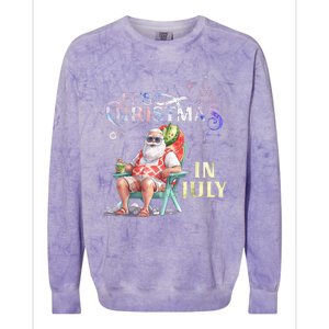 Christmas In July Santa Beach Summer Float Xmas Funny Colorblast Crewneck Sweatshirt