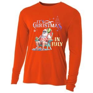 Christmas In July Santa Beach Summer Float Xmas Funny Cooling Performance Long Sleeve Crew