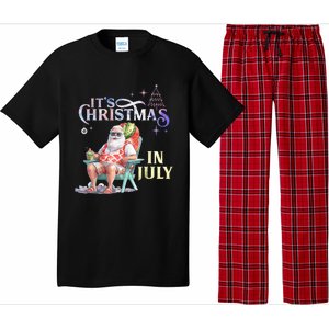 Christmas In July Santa Beach Summer Float Xmas Funny Pajama Set