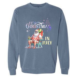 Christmas In July Santa Beach Summer Float Xmas Funny Garment-Dyed Sweatshirt