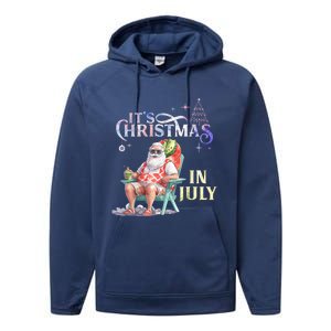 Christmas In July Santa Beach Summer Float Xmas Funny Performance Fleece Hoodie