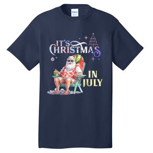 Christmas In July Santa Beach Summer Float Xmas Funny Tall T-Shirt