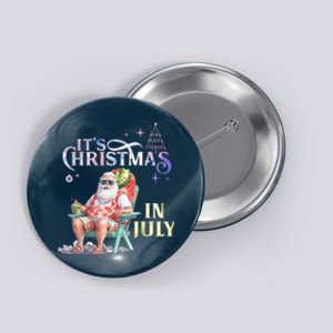 Christmas In July Santa Beach Summer Float Xmas Funny Button