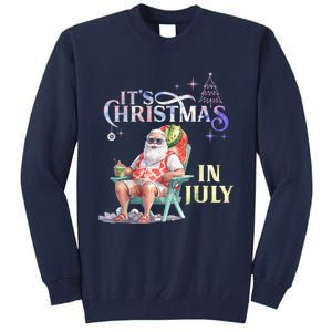 Christmas In July Santa Beach Summer Float Xmas Funny Tall Sweatshirt