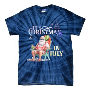 Christmas In July Santa Beach Summer Float Xmas Funny Tie-Dye T-Shirt