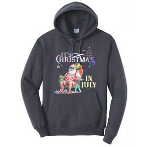 Christmas In July Santa Beach Summer Float Xmas Funny Tall Hoodie