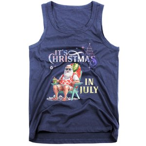 Christmas In July Santa Beach Summer Float Xmas Funny Tank Top