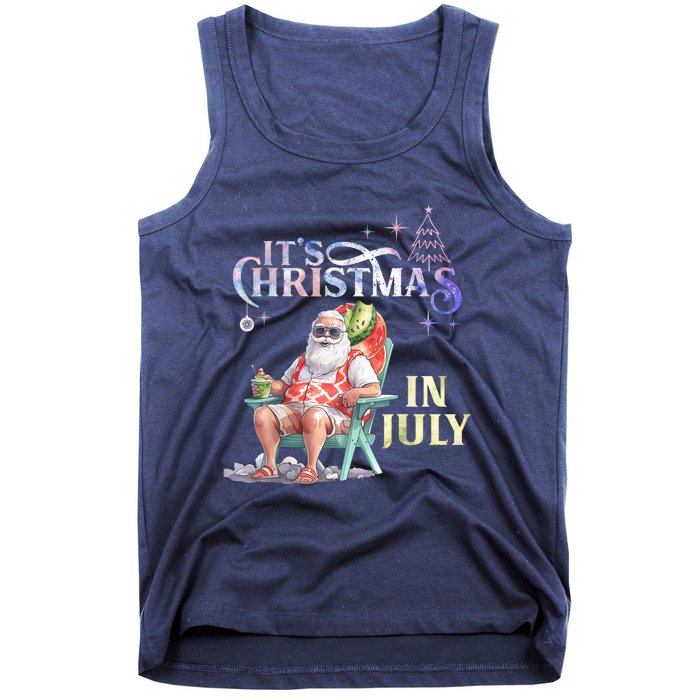 Christmas In July Santa Beach Summer Float Xmas Funny Tank Top