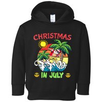 Christmas In July Funny Santa Surfing Summer Beach Vacation Toddler Hoodie