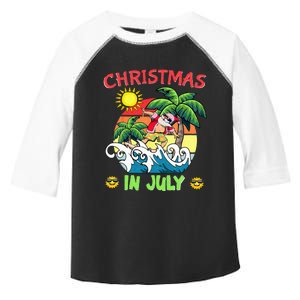 Christmas In July Funny Santa Surfing Summer Beach Vacation Toddler Fine Jersey T-Shirt