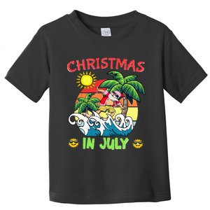 Christmas In July Funny Santa Surfing Summer Beach Vacation Toddler T-Shirt