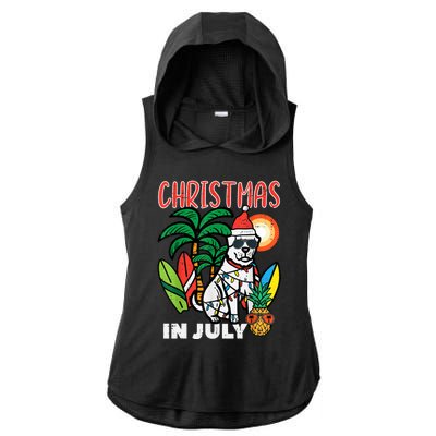 Christmas In July Dog Lover Beach Xmas Summer Ladies PosiCharge Tri-Blend Wicking Draft Hoodie Tank