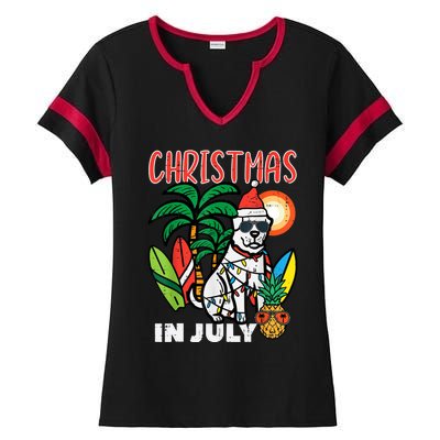 Christmas In July Dog Lover Beach Xmas Summer Ladies Halftime Notch Neck Tee