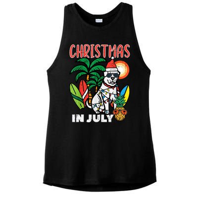 Christmas In July Dog Lover Beach Xmas Summer Ladies PosiCharge Tri-Blend Wicking Tank