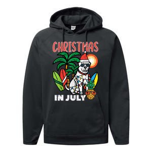 Christmas In July Dog Lover Beach Xmas Summer Performance Fleece Hoodie