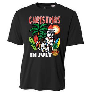 Christmas In July Dog Lover Beach Xmas Summer Cooling Performance Crew T-Shirt