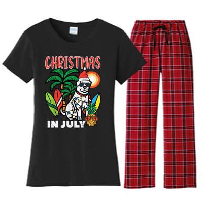 Christmas In July Dog Lover Beach Xmas Summer Women's Flannel Pajama Set