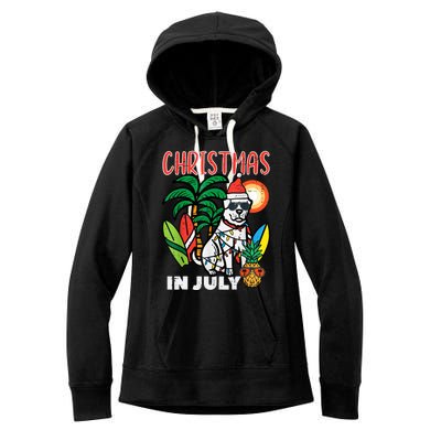 Christmas In July Dog Lover Beach Xmas Summer Women's Fleece Hoodie