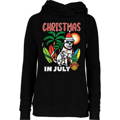 Christmas In July Dog Lover Beach Xmas Summer Womens Funnel Neck Pullover Hood