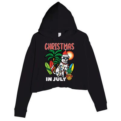 Christmas In July Dog Lover Beach Xmas Summer Crop Fleece Hoodie