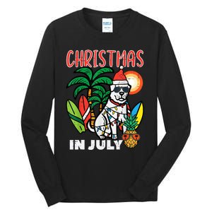 Christmas In July Dog Lover Beach Xmas Summer Tall Long Sleeve T-Shirt