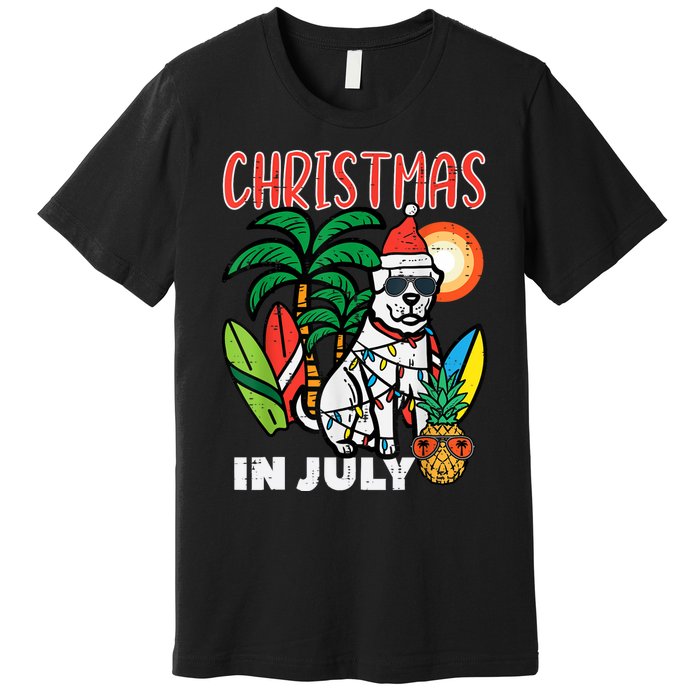 Christmas In July Dog Lover Beach Xmas Summer Premium T-Shirt