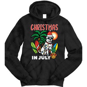 Christmas In July Dog Lover Beach Xmas Summer Tie Dye Hoodie