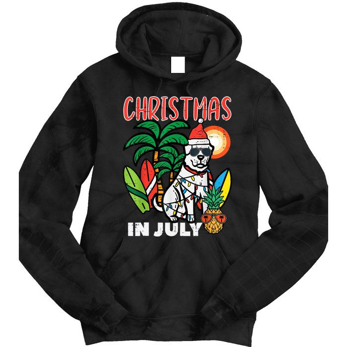 Christmas In July Dog Lover Beach Xmas Summer Tie Dye Hoodie