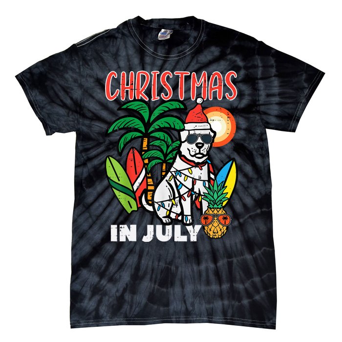 Christmas In July Dog Lover Beach Xmas Summer Tie-Dye T-Shirt