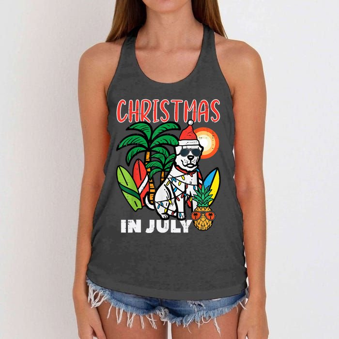 Christmas In July Dog Lover Beach Xmas Summer Women's Knotted Racerback Tank