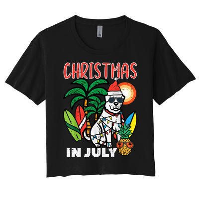 Christmas In July Dog Lover Beach Xmas Summer Women's Crop Top Tee