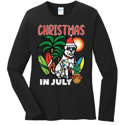 Christmas In July Dog Lover Beach Xmas Summer Ladies Long Sleeve Shirt