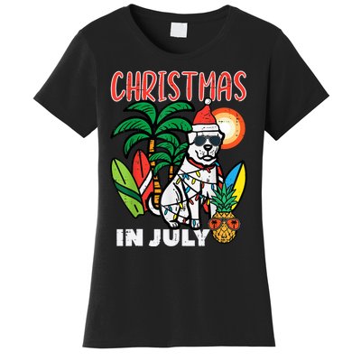 Christmas In July Dog Lover Beach Xmas Summer Women's T-Shirt