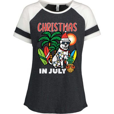 Christmas In July Dog Lover Beach Xmas Summer Enza Ladies Jersey Colorblock Tee