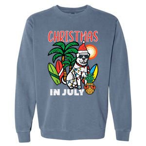 Christmas In July Dog Lover Beach Xmas Summer Garment-Dyed Sweatshirt