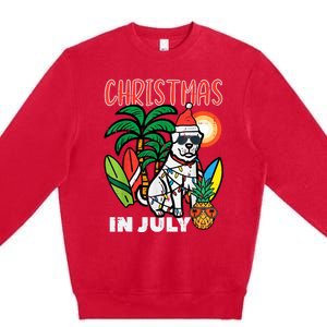 Christmas In July Dog Lover Beach Xmas Summer Premium Crewneck Sweatshirt