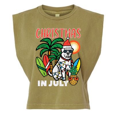 Christmas In July Dog Lover Beach Xmas Summer Garment-Dyed Women's Muscle Tee