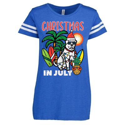 Christmas In July Dog Lover Beach Xmas Summer Enza Ladies Jersey Football T-Shirt