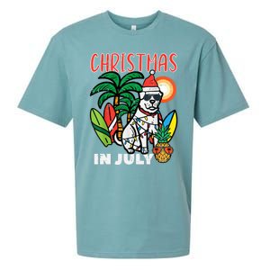 Christmas In July Dog Lover Beach Xmas Summer Sueded Cloud Jersey T-Shirt