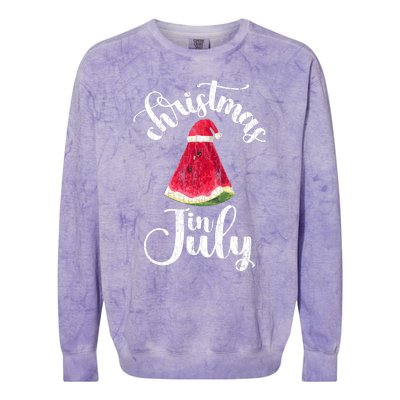 Christmas In July Watermelon Fun Santa Beach Summer Graphic Colorblast Crewneck Sweatshirt