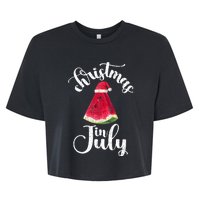 Christmas In July Watermelon Fun Santa Beach Summer Graphic Bella+Canvas Jersey Crop Tee