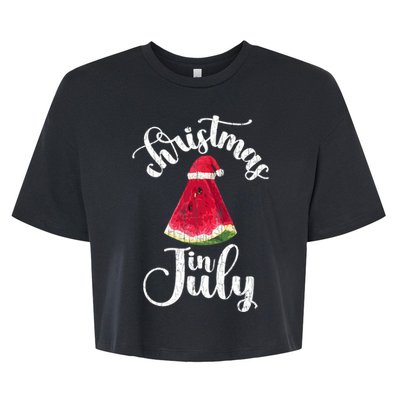 Christmas In July Watermelon Fun Santa Beach Summer Graphic Bella+Canvas Jersey Crop Tee