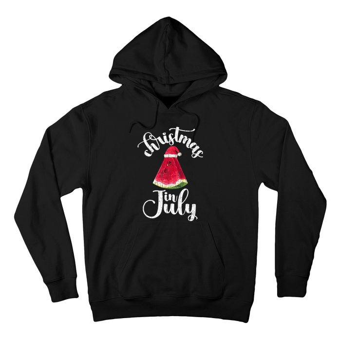 Christmas In July Watermelon Fun Santa Beach Summer Graphic Hoodie